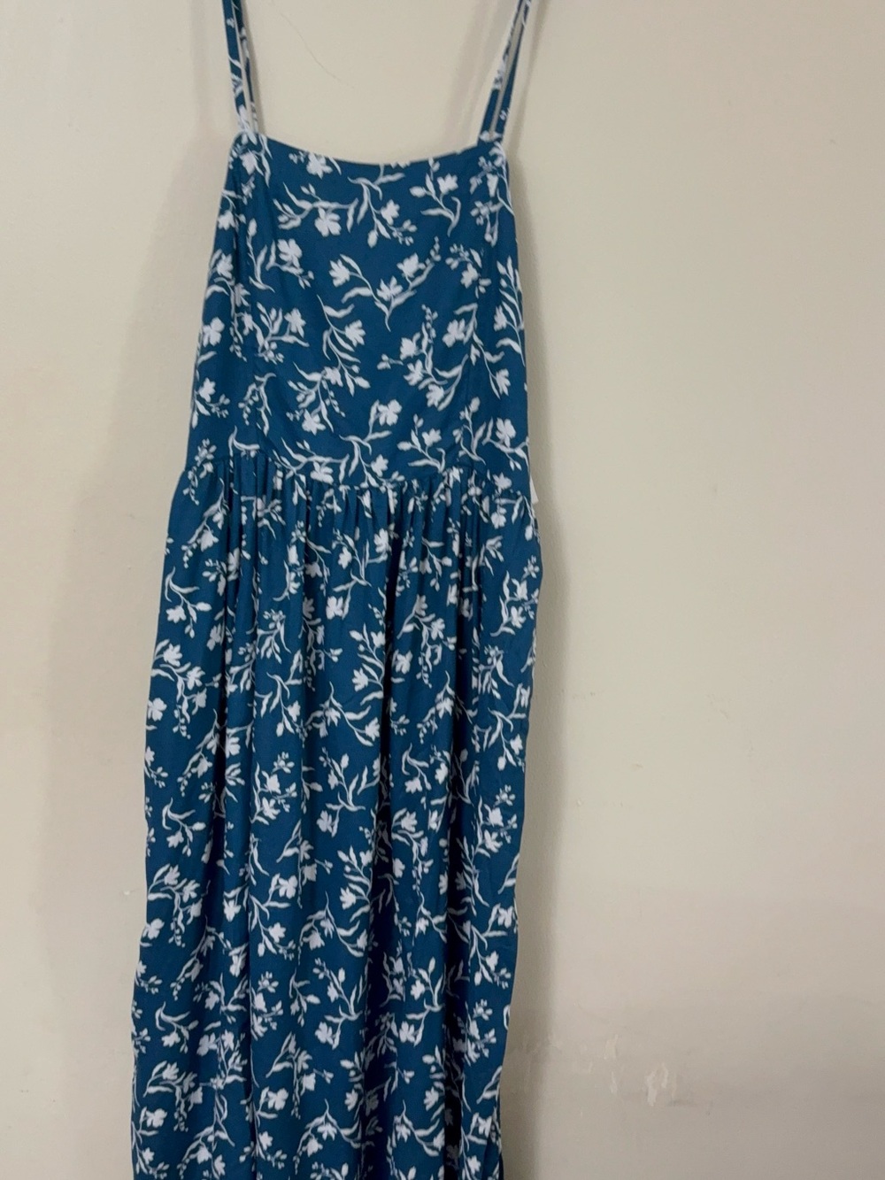 dip Teal Blue Floral Maxi Dress with Spaghetti Straps